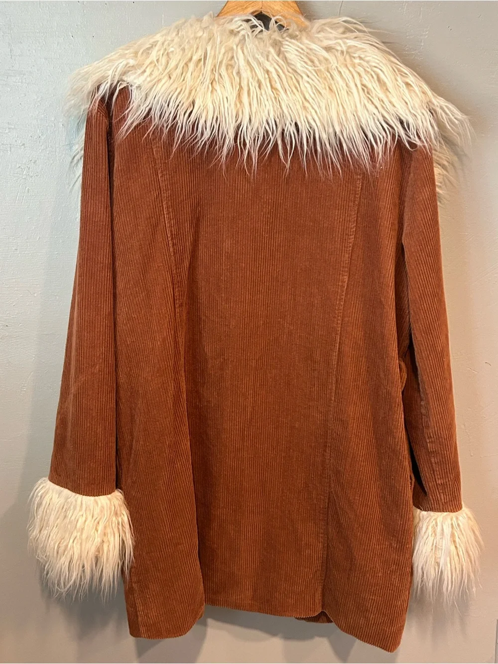 Altar'd State Rust Brown Corduroy Jacket with Cream Label Accent